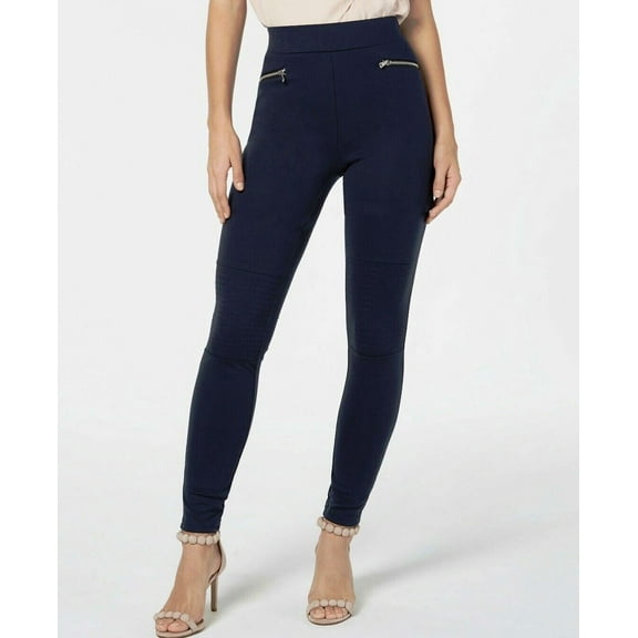 INC International Concepts Women's Shaping Moto Leggings, Navy, XS - NEW