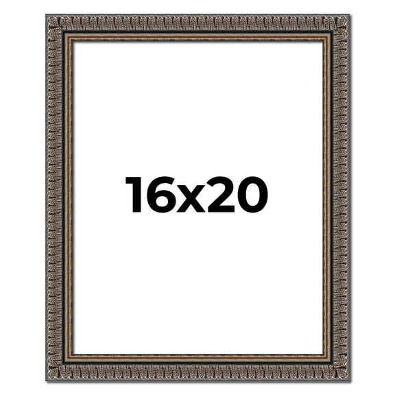 16x20 Frame Black Feather Payton Ornate Solid Wood Picture Frame Width 1.75 Inches | Interior Depth