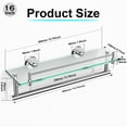 thumbnail image 3 of Woindo Bathroom Glass Shelf with Railing, Floating Tempered Glass Bathroom Wall Shelf Rectangle 16 Inch Over The Toilet Storage Cabinet, Gaming Floating Shelves, Bathroom Accessories and Home Decor, 3 of 11