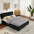 thumbnail image 3 of Queen Size Storage Upholstered Hydraulic Platform Bed with Integrated Headboard, Chenille Fabric, Black, 3 of 9