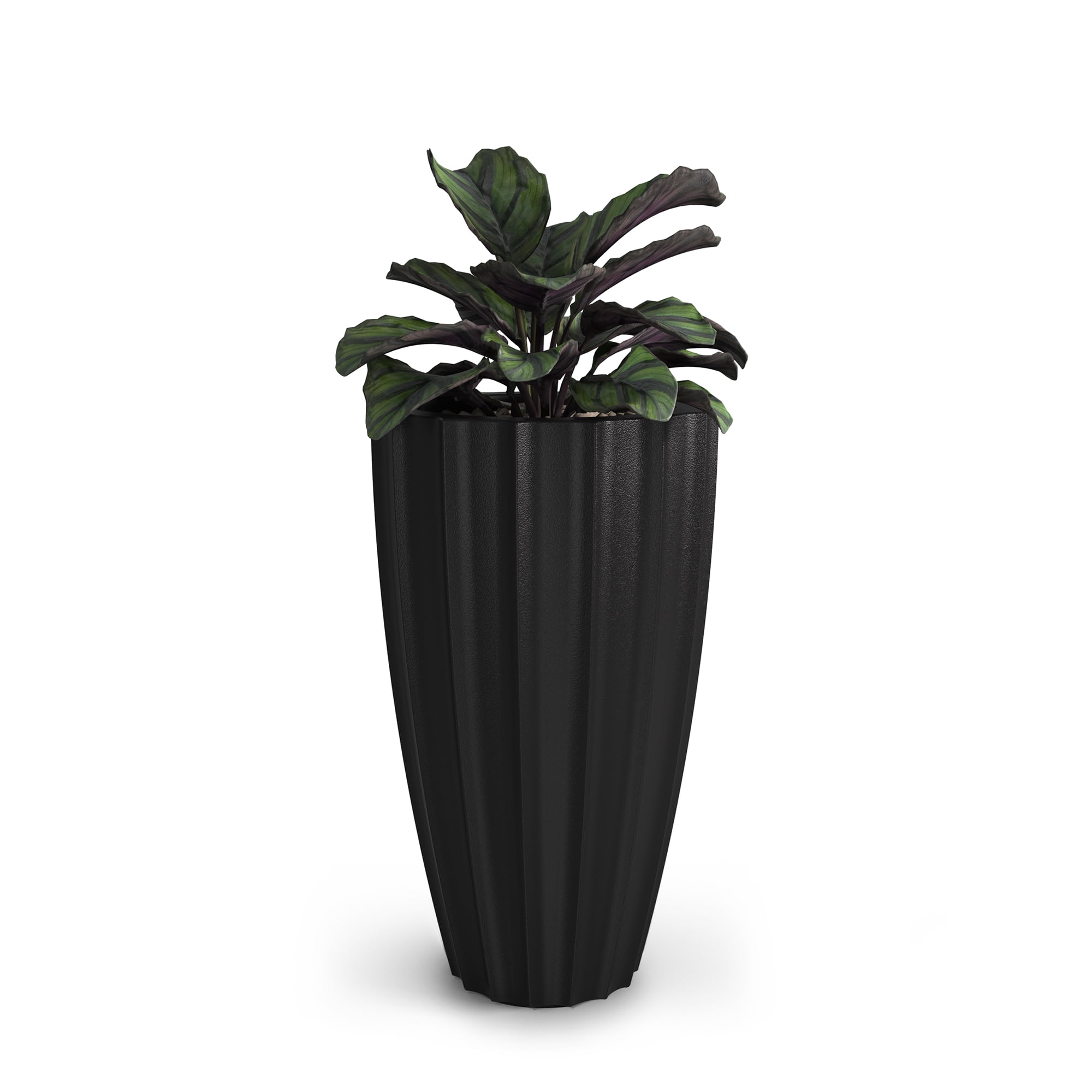 Sedona 16” x 16” x 28” Round Black Self Watering Plastic Planter