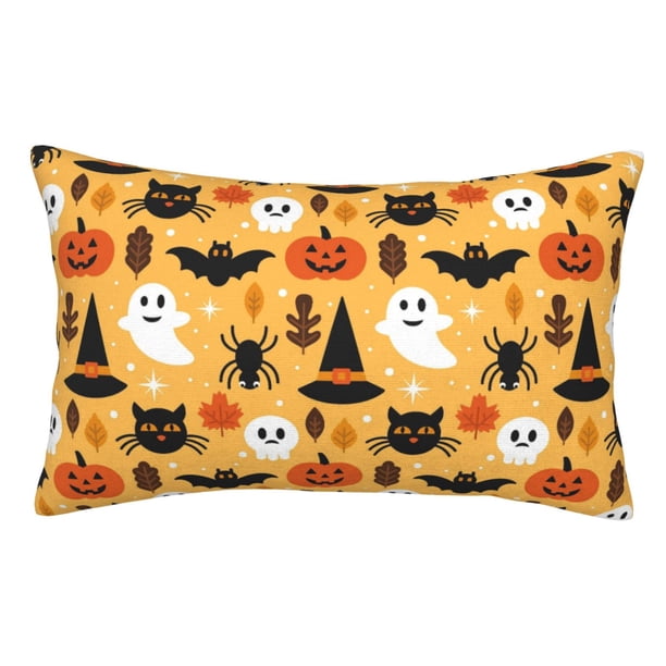 Fotbe Happy Halloween Funda de Almohada Decorativa Estilo Occidental, Lujo en Algodón, Fundas para Almohadas King, Cojín Estampado para Decoración del Hogar-14"x20"