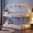 thumbnail image 6 of Costway Twin Over Twin Metal Bunk Bed, House Shaped Floor Bunk Bed Frame with Roof & Ladder White, 6 of 10