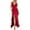 Red, variant on HJYCHN Elegant V-Neck Sleeveless Mesh Ruffle Hem Bodycon Maxi High Slit Party Dress for Women Slim Dress Pink L