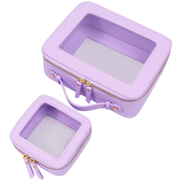 Bolsas de maquillaje transparentes LETGO, bolsa de aseo aprobada por la TSA, color lavanda