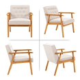 thumbnail image 5 of UNICOO® Mid-Century Retro Modern Solid Wood Armrest Accent Chair, Fabric Upholstered Wooden Lounge Chair (Beige) U205-1-BE, 5 of 8