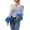 Blue, variant on Womens Tee Fashion Solid Turndown Feather Long Sleeves Button Loose Womens formal Shirts,Blue,M