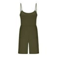 thumbnail image 6 of Lenpel Rompers for Women Summer Casual Sleeveless Square Neck Spaghetti Strap Jumpsuits Loose Short Overalls with Pockets, 6 of 6