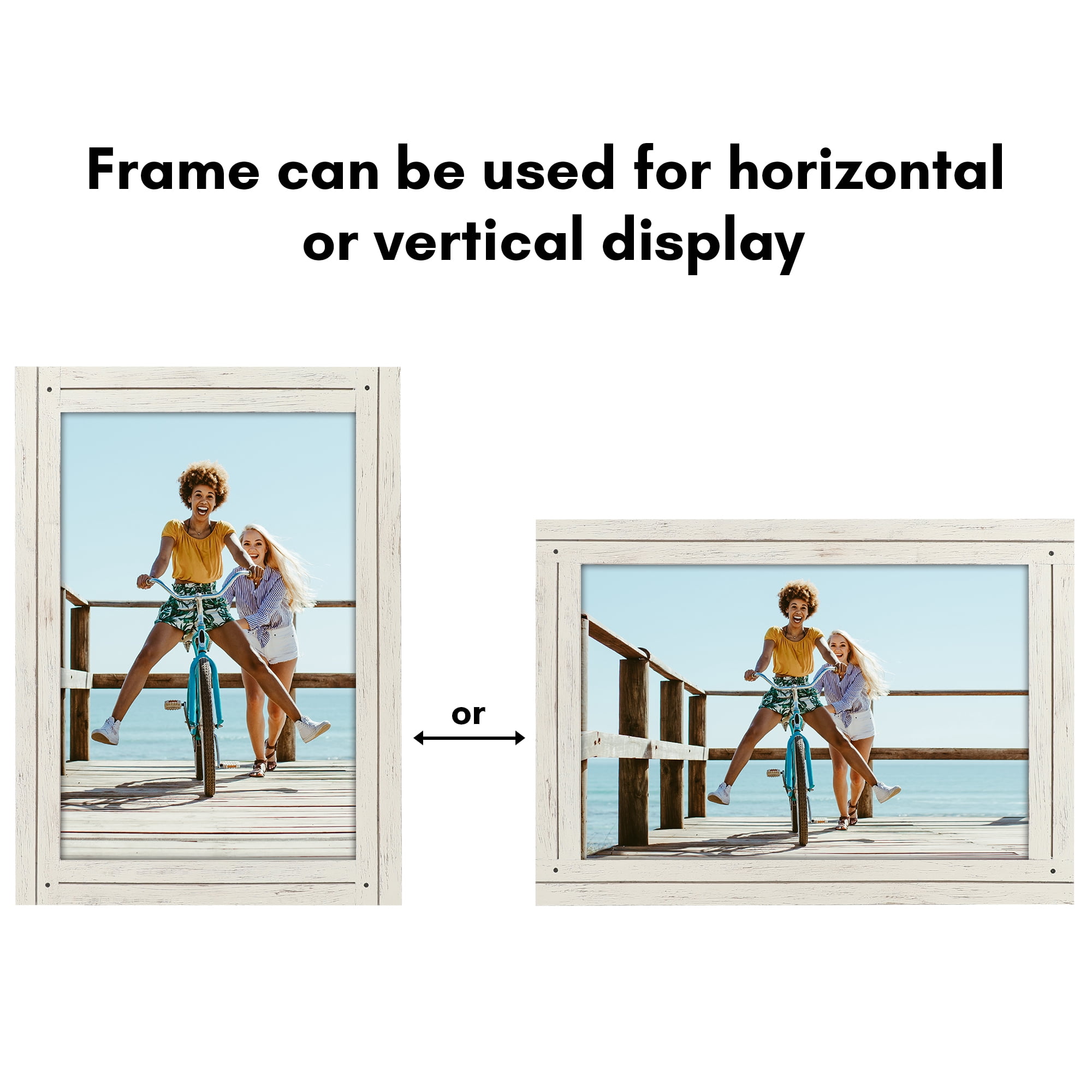 Americanflat 12x18 Poster Frame with Polished Plexiglass Hampton Collection Distressed Frames - Aspen White