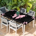 thumbnail image 2 of Valentine's Day Table Cloths for 3 Foot Rectangle Tables, Pink Bowknot Ribbon on Black Mother's Day Patio Waterproof Elastic Fitted Tablecloths, Washable Rectangular Table Cover for Camping, 2 of 8