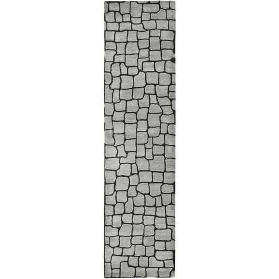 SAFAVIEH Soho Apollo Geometric Wool Runner Rug, Silver/Grey, 2'6" x 8'