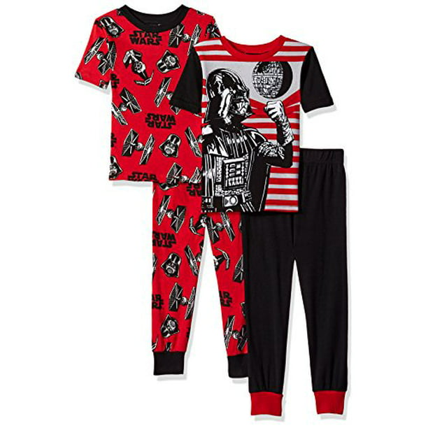 Star Wars - Star Wars Boys' 4-Piece Cotton Pajama Set, Vader Red ...