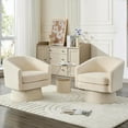 thumbnail image 4 of Twister.CK Swivel Barrel Chair, Modern 360° Rotation Single Sofa Lounge Armchair Accent Chair, for Living Room Bedroom Office, Beige, 4 of 8