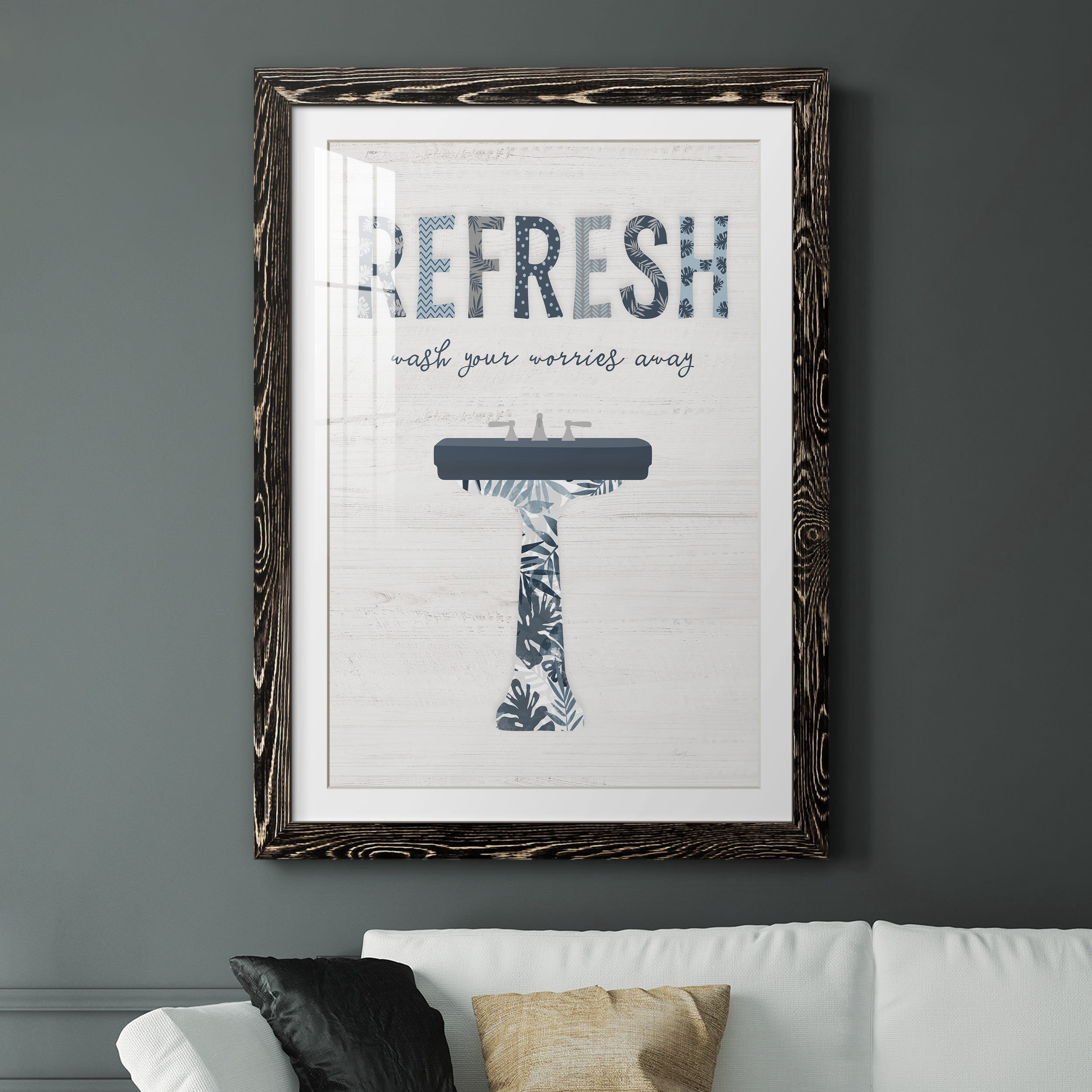 Palm Bath II - Premium Framed Print - Distressed Barnwood Frame - Ready to Hang