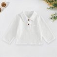 thumbnail image 2 of Gerichy Baby Boys Clothes Toddler Infant Boy Button-down Shirt Tops Cotton Linen Long Sleeve Fall T-Shirt 6M-3T, 2 of 7