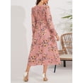 thumbnail image 2 of GXFC Women Wrap Midi Dress Vintage Long Sleeve Flower Print Flowy Dress, 2 of 8