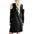 thumbnail image 3 of Anyjoin Women's Long Sleeve Cold Shoulder Top T-Shirt Swing Mini Dress with Pockets, 3 of 5