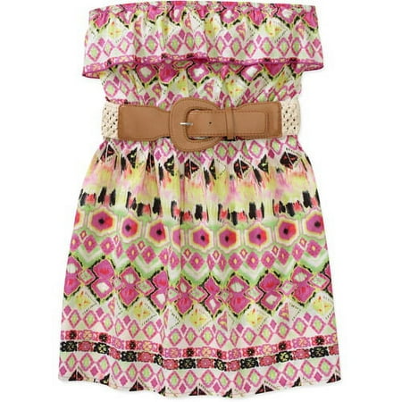 Susie Rose Juniors Plus Woven Ruffle Tube Top w/ Belt