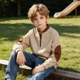 thumbnail image 4 of Hurxie Boy's Quarter Zip Pullover Lightweight Mock Neck Active Tops Kids Sweatshirts, Long Sleeve Golf Shirts School Fall Sports Clothes 110, 4 of 5