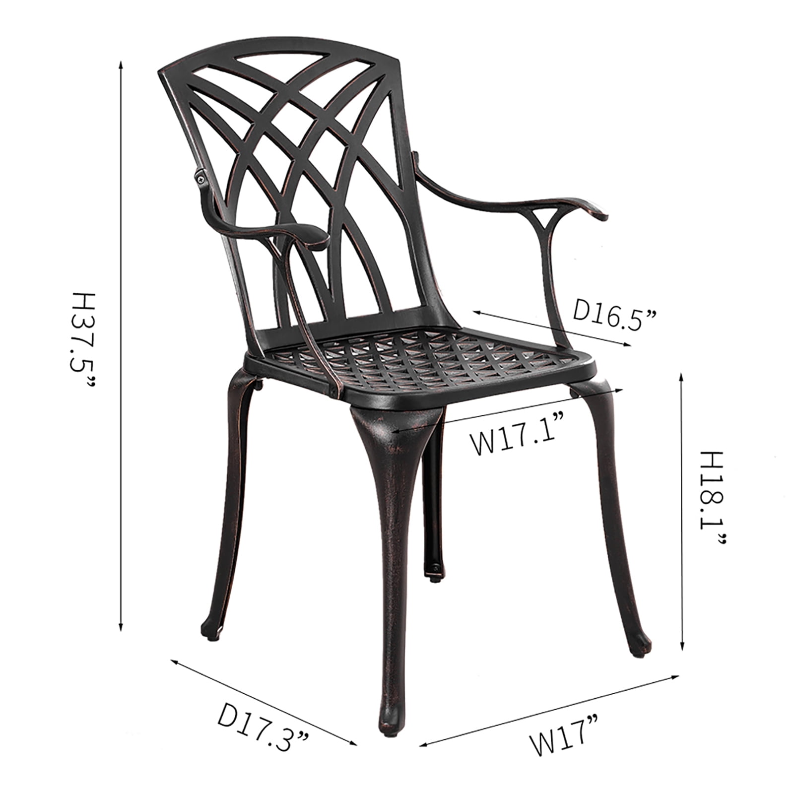 Withniture Cast Aluminum Patio Dining Chairs Set of 2 Outdoor Dining Chairs Metal Patio Chairs Set Bronze
