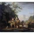 thumbnail image 2 of Adriaen van de Velde 16x15 Gold Ornate Wood Frame and Double Matted Museum Art Print Titled - Ferry Boat (1666), 2 of 4
