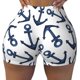 thumbnail image 2 of Balery Navy Blue Anchors Pantalones cortos de entrenamiento estampados para mujer, sin costuras, ajustados, para gimnasio, yoga, correr, deportes, ejercicio activo, fitness.-X-Large, 2 of 8