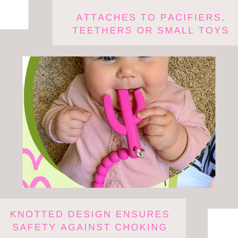 Pickle Olive, Baby Girl, Pink Teething Toy, Pacifier Clip, Binky