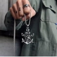 thumbnail image 3 of HOOUN Silver Pirate Skull Anchor Pendant Necklace Men's Punk Jewelry Chain 24" Gift, 3 of 5