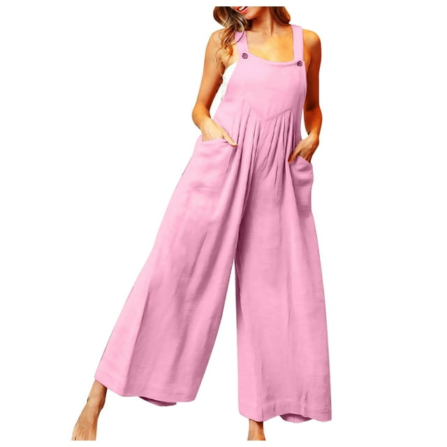 NECHOLOGY Combinaison en Denim à Franges pour Femmes, Manches Courtes avec Poche, Rose, Taille P