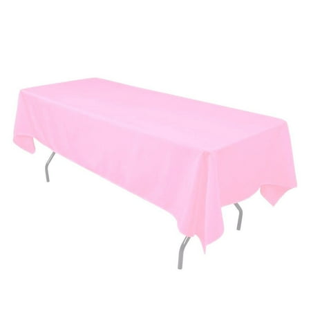 

10 pack 60 ×108 inch Seamless Polyester Tablecloths Wholesale Wedding Catering (Color: Light Pink)