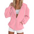 thumbnail image 2 of Zip Up Hoodies Womens 2026 Y2K Casual Long Sleeve Zipper Sweatshirts Fall Winter Comfy Track Jackets with Pockets Light pink S, 2 of 6