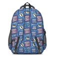 thumbnail image 3 of Football Text Blue Pattern Backpack for School, Cute School Bag with Adjustable Shoulder Straps and Padded Back, 16.9"x12.6"x5.9", 3 of 5