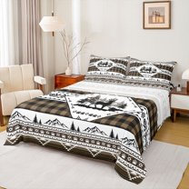 Castle Fairy Female Men Women Jungle Wildlife Deer Full Size Sheets 4-Piece,Abstract Tribal Aztec Breathable Bed Sheets,Geometric Plaid Grid Lightweight Sheet Sets,Super Cozy Room Decor
