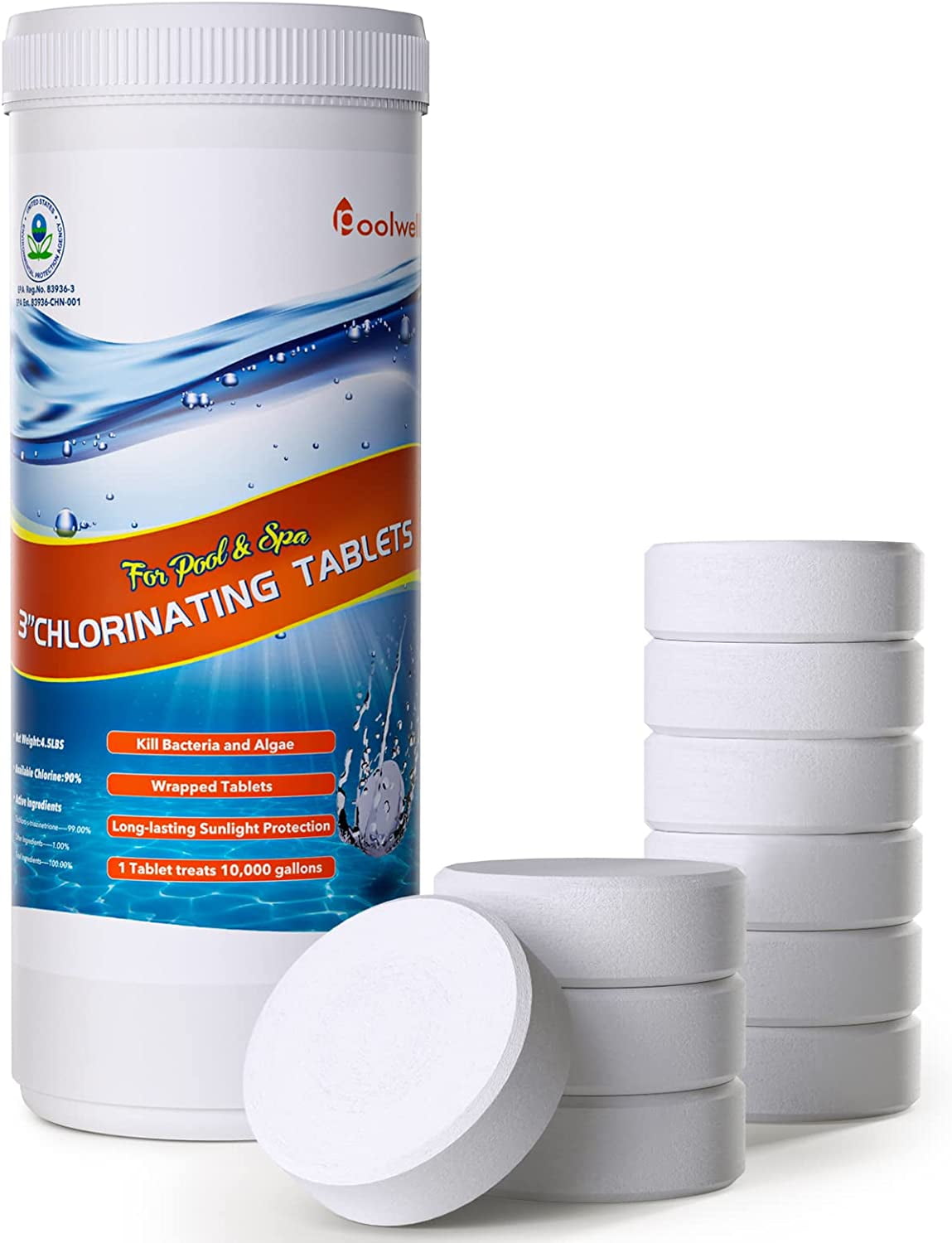 Buy PoolWell Pool & SPA Chlorine Tablets 3 Inch, Small Chlorine Dioxide