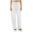 thumbnail image 5 of Lumtrix Wide Leg Sweatpants for Women High Waisted Baggy Sweat Track Pants Drawstring Casual Lounge Pants with Pockets Drawstring Fall Fashion Pants White 2XL, 5 of 6