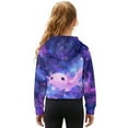 thumbnail image 2 of Xoenoiee Axolotl Galaxy Print Half Zip Hoodie Fleece Cropped Sweatshirt for Girls, Fall Winter Pullover Zip Up Jacket Coat for Kids Teens, 7-8 Years, 2 of 7