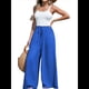 thumbnail image 3 of Pantalones Anchos de para Mujer, de Cintura Alta, para Playa y Descanso. Azul M, 3 of 7