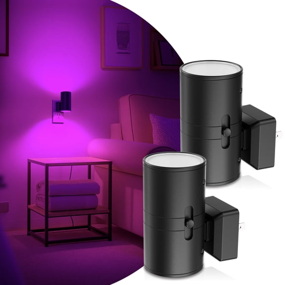 LOHASLED 2 Pack Purple Cylinder LED Night Light with Dimmable Function