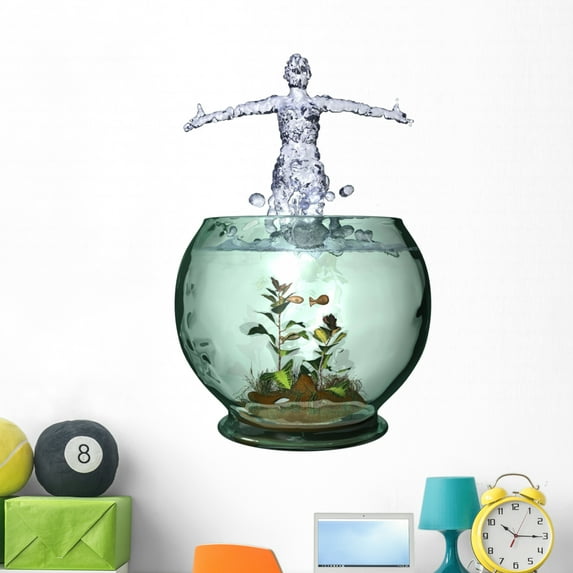 Aquarium Splash Wall Mural by Wallmonkeys Peel and Stick Graphic (48 in H x 31 in W) WM354974