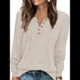 thumbnail image 1 of Suéter para Mujer, Camisetas Henley de Larga, Túnicas para Usar con Leggings, Suéteres de Cuello Redondo A . Albaricoque XL, 1 of 8