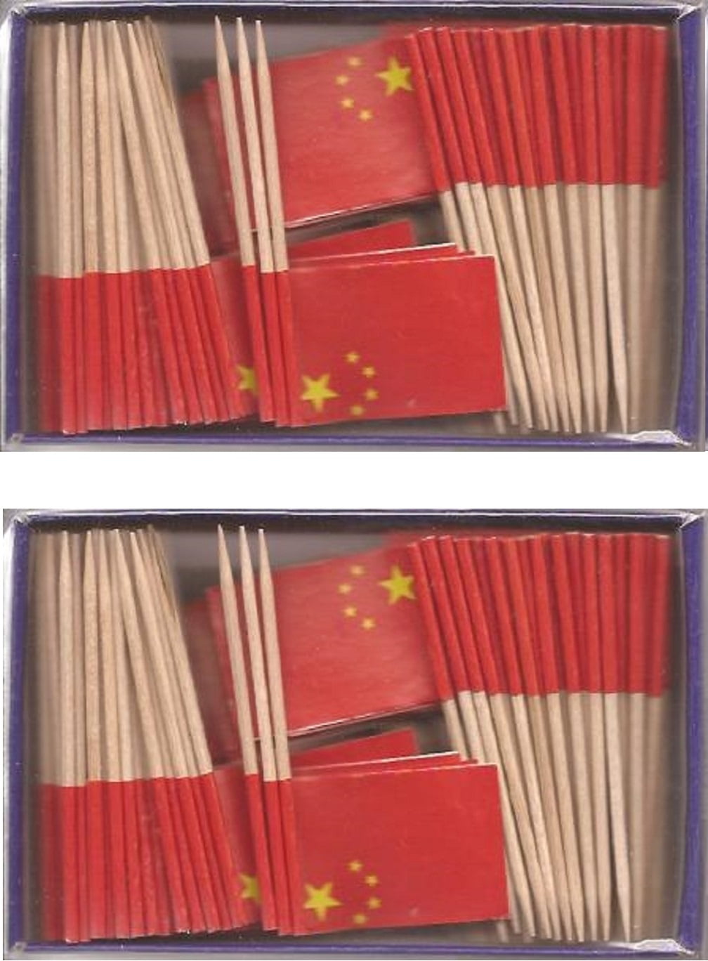 2 Boxes of Mini China Toothpick Flags, 200 Small Chinese Flag Toothpicks or...