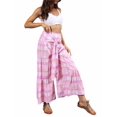 thumbnail image 3 of VISgogo Pantalones casuales de playa para mujer, pantalones anchos de cintura alta con vendaje delantero, S/ M/ L/ XL VISgogo moda, 3 of 8