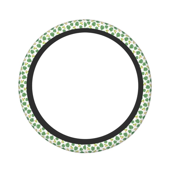 Picia Frogs And Tropical Leaves Car Steering Wheel Cover, Non-Slip, Breathable, Universal 15 inch