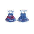 thumbnail image 2 of BemeyourBBs Toddler Baby Girls 4th of July Dress Outfit Newborn Patriot Independent Day Clothes Summer Tulle Tutu Dress Sleeveless Tie-up Letter Embroidery Smocked Romper Dress Bodysuit Playsuit, 2 of 9