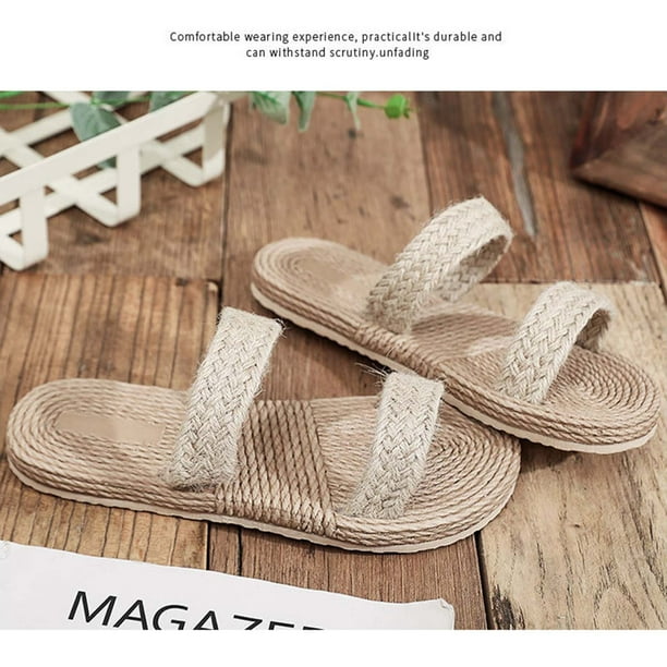 XZNGL Weave Detail Double Strap Slide Sandals Women Shoes Summer