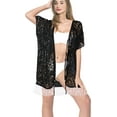 thumbnail image 4 of HAPPY BAY Women's Chiffon Summer Beach Open Front Holiday Kimono Beachwear Duster Cardigans XL-XXL Squid Ink_AB733, 4 of 5