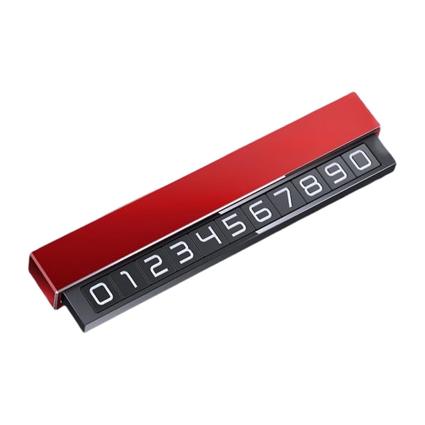 Placa de estacionamiento con número de teléfono para coche, color rojo, para salpicadero.
