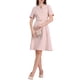 thumbnail image 2 of INSPIRAR CHIC Vestido de Cóctel A-Line Cuello Choker Manga Corta Con Cinturón Vestidos Elegantes Acampanados M Rosa, 2 of 5