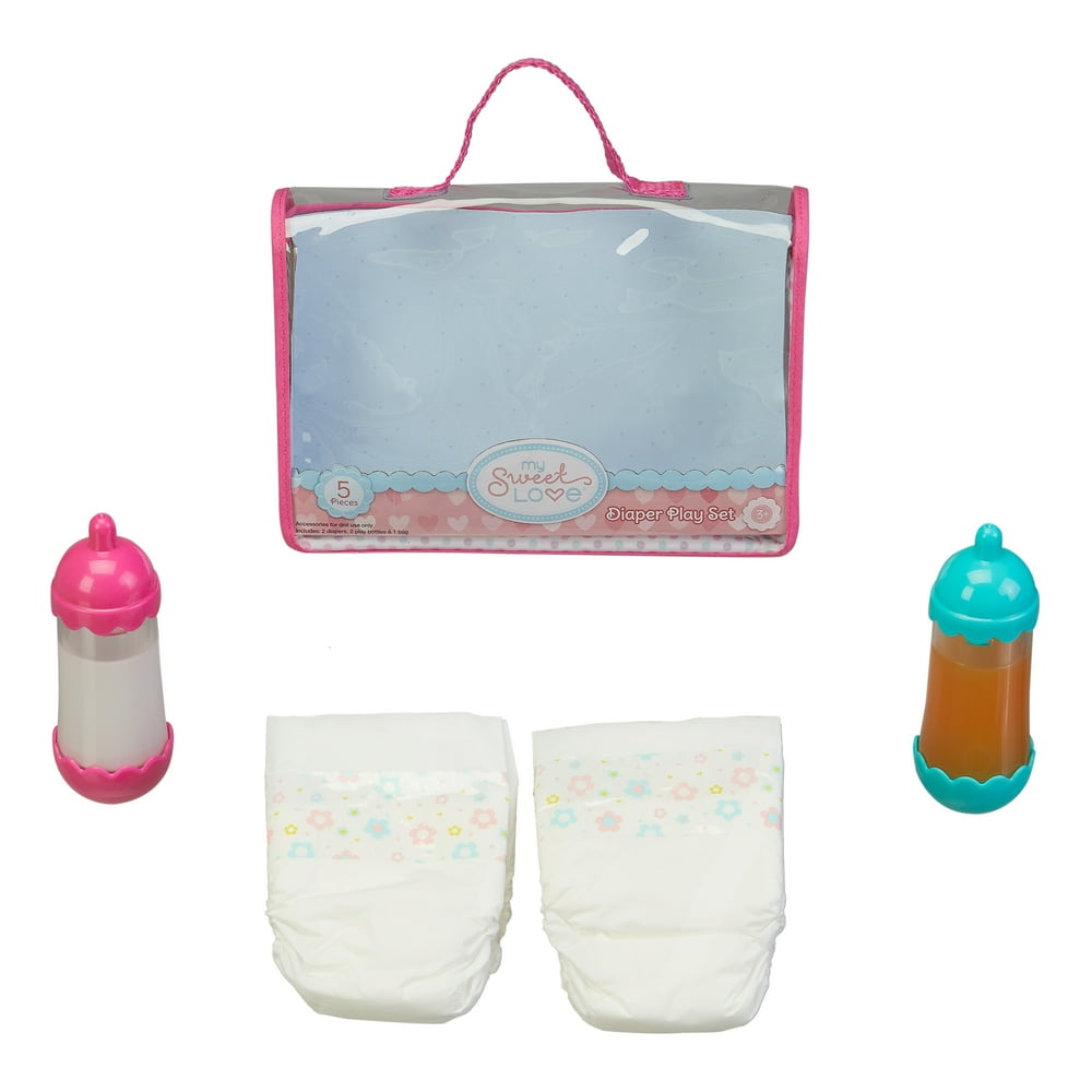 My Sweet Love Diaper Play Set for Baby Dolls, 5 Pieces