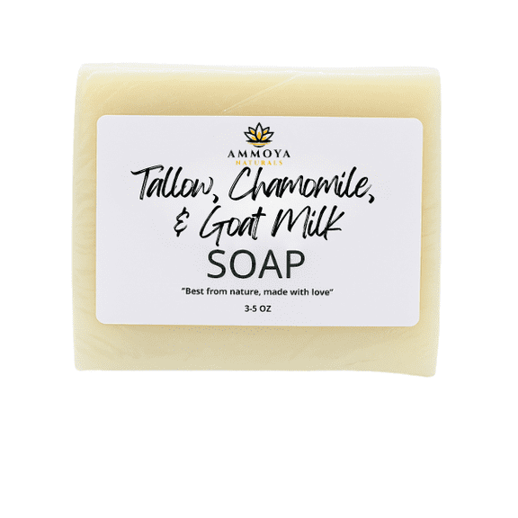 Handcrafted Tallow & Goat Milk Soap Bar – Gentle Cleansing Bar for Face & Body – Natural Essential Oil Variations – Moisturizing, Creamy Lather, For All Skin Types (Chamomile)